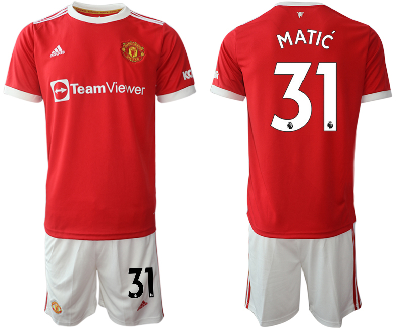 Men 2021-2022 Club Manchester United home red #31 Adidas Soccer Jersey->manchester united jersey->Soccer Club Jersey